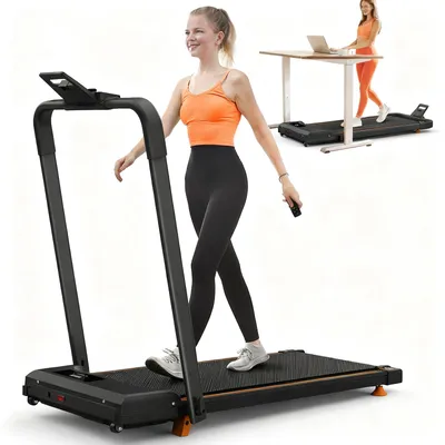 Produktbild von 2-in-1 Laufband mit 10 % Steigung – klappbar, 120 kg Tragkraft, APP-Steuerung, Lautsprecher, für Zuhause & Büro, Schwarz