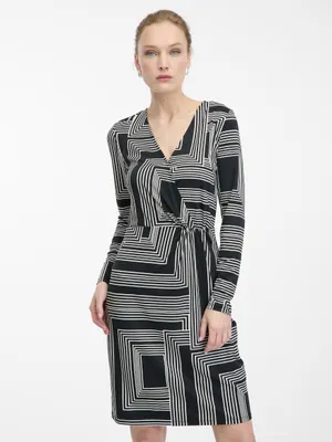 Produktbild von Orsay Schwarzes, gemustertes, knielanges Damenkleid 40