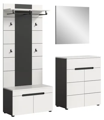 Produktbild von Garderoben-Set Canu 1 | Basalt grau / Weiß | 4-teilig ohne