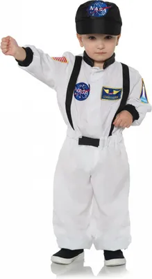 Produktbild von Weißes Astronauten Kleinkinder-Kostüm mit Mütze für Fasching Größe: L