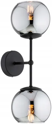 Produktbild von KAR-LIGHTING Wandleuchte 2-flammig Schwarz, Glas und Metall, E27-Fassungen – für Flur & Wohnzimmer, vormontiert, dekorative Akzentbeleuchtung