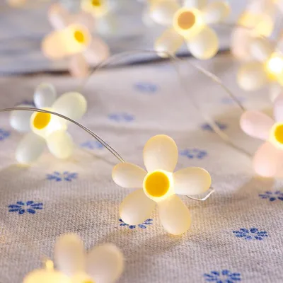 Blumen-Lichterkette 2m 20 LED Gänseblümchen warmweiß