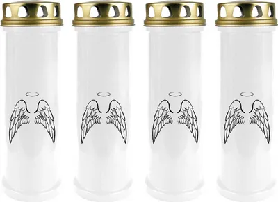 Image de Bougie funéraire - Pack de 4 - Blanc 100h ( couvercle or ) - Ailes d'ange