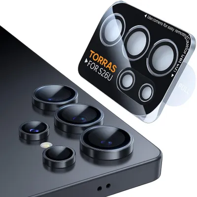 Obrázek produktu pro Torras – Lensguard Camera Protector ochranné sklo pro fotoaparát Samsung Galaxy S26 Ultra – černé