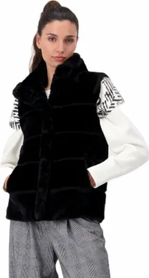 Produktbild von Monari Damen Webpelz-Weste, flauschig, mit Stehkragen und Eingrifftaschen