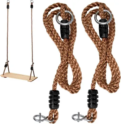 Produktbild von Schaukelseile, 2 Stück – verstellbar, 180 cm – für Baumschaukel, Hängematte und Hängesessel – bis 200 kg – braun