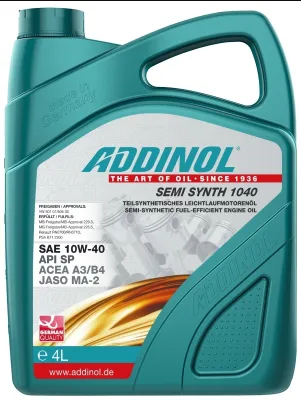 Produktbild von ADDINOL SAE 10W-40, Semi Synth 1040, kraftstoffsparendes, teilsynthetisches Leichtlaufmotorenöl - 5 Liter Kanister