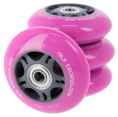 Immagine prodotto di Ruote rosa 72x24 82A (4 pezzi) + cuscinetti ABEC-7 (8 pezzi) Set
