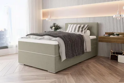 Produktbild von 99rooms Phönix Mini Boxspringbett 120x200 cm Webstoff MALMO_NEW Beige