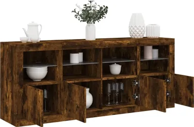 Zdjęcie produktu dla vidaXL Kredens z oświetleniem LED dąb wędzony 163x37x67 cm