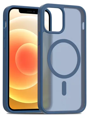 Immagine prodotto di Custodia magnetica per iPhone 12 / iPhone 12 Pro, compatibile con MagSafe, retro traslucido opaco, resistente agli urti Blu scuro