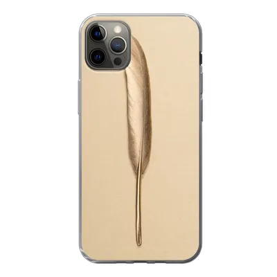 Produktbild von MuchoWow® Handyhülle Schutzhülle Hülle für iPhone 13 Pro Max Gold bemalte Feder auf einem goldenen Hintergrund Silikon Softcase Handy Hülle - Mobiltelefon