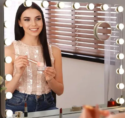 Image de Miroir de maquillage - Miroir de maquillage avec Bluetooth - Miroir de maquillage Hollywood - Avec éclairage