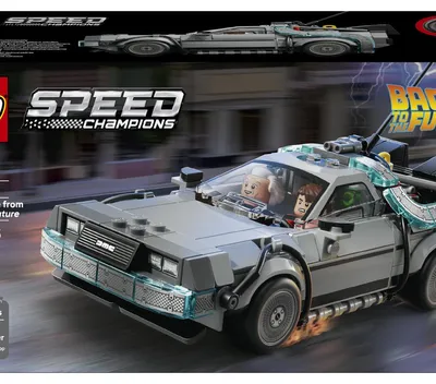 Image de LEGO Speed Champions Machine à remonter le temps de Retour vers le Futur - Jouets pour enfants avec modèle de voiture et 2 minifigures - Marty McFly et Doc Brown - Cadeau créatif pour les enfants à partir de 9 ans - 77256