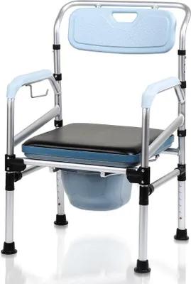 Obrázek produktu pro Ergonomické toaletní sedátko s nosností až 160 kg – včetně toaletní židle s pohodlným sedákem a toaletní nádoby – s nastavitelnou výškou