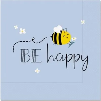 Produktbild von 20 Servietten Biene 33x33cm Biene Tiere Blumen Sommer Garten Glück Schrift