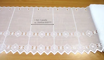 Produktbild von 1 Stück Kurzgardine mit Stickerei weiß Landhausstil, ca. 16x45cm B/H