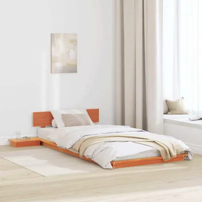 Image de Lit de luxe - Structure de lit en bois, couleur marron, dimensions 90 x 200 cm