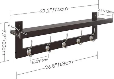 Productafbeelding van Famanu garderobe met 5 dubbele haken - 74 x 12 cm