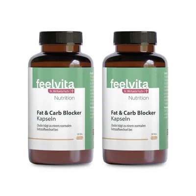 Produktbild von Genius Feelvita Nutrition Fat & Carb Blocker mit Zink & Cholin für normalen Fettstoffwechsel, Kapseln 4-Monatsvorrat (240 Kapseln) - Germany