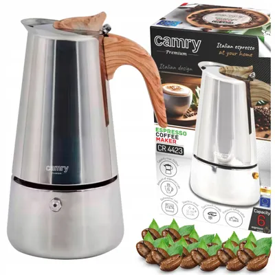 Camry CR 4423 Espressokocher 350 ml für Induktion, Gas und 6 Tassen