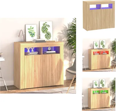 Produktbild von vidaXL Sideboard mit LED-Leuchten Sonoma-Eiche 80x35x75 cm -  Sideboards