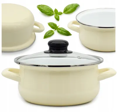 Zdjęcie produktu dla Garnek 1,2L Emaliowany z Pokrywką Uchwytami Tradycyjny do Zup Kremowy 16cm