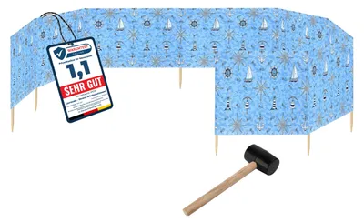 Produktbild von Garronda Strand Windschutz Sichtschutz 12m lang plus Gummihammer GAEX001 (Marine-64, 12 m)