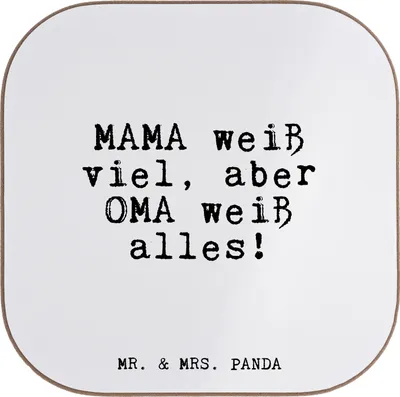 Produktbild von Mr. & Mrs. Panda Untersetzer Glas MAMA weiß viel, aber... - Weiß - Geschenk, Tasse, Gläser, für, Kaffeeuntersetzer, Großeltern, Oma, Sprüche, Familie, gläseruntersetzer