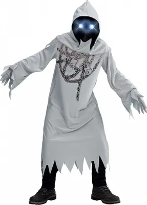 Produktbild von Creepy Kettengespenst Kostüm mit leuchtenden Augen Kinderkostüm Größe: XL 164