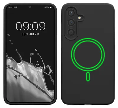 Produktbild von kwmobile Hülle kompatibel mit Samsung Galaxy S24 Plus Hülle - magnetisches Silikon Case kompatibel mit MagSafe - Cover gummiert Schwarz
