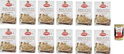 Produktbild von Curtiriso Risotto funghi porcini, Risotto mit Porcini -Pilze, fertiggerichte mit natürlichen Zutaten, 100% italienischer Reis, 12x 175g + Italian gourmet polpa 400g