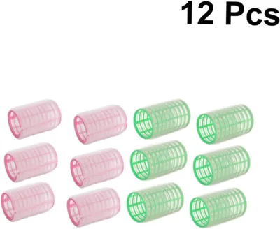 Produktbild von 12 Stück Lockenwickler für große Locken, in Grün und Rosa