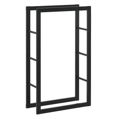 Produktbild von In And OutdoorMatch Brennholzregal Jovico – Holzlagerung – 80 x 25 x 100 cm – Schwarz – Stahl pulverbeschichtet