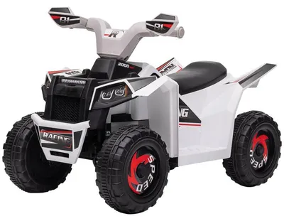 Zdjęcie produktu dla Elektryczny quad dla dzieci - prędkość: 2,5 km/h | Kolor: biały/czarny | Wymiary: 41,5 x 70 x 48,5 cm