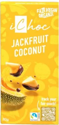 CZEKOLADA GORZKA Z JACKFRUIT, KOKOSEM I CHRUPIĄCYMI GRANULKAMI CYTRUSÓW FAIR TRADE BIO 80 g - ICHOC (VIVANI)