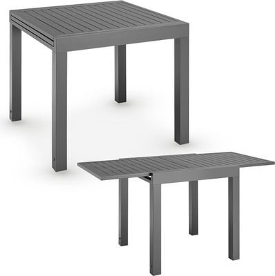 Juskys Gartentisch Laki 80x80 cm ausziehbar - Alu Balkonmöbel Gartenmöbel Anthrazit