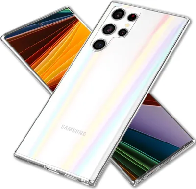 Obrázok produktu pre NALIA Priehľadné puzdro z tvrdeného skla pre Samsung Galaxy S22 Ultra, dúhový efekt, priehľadné tvrdené sklo a silikón, ochranný kryt na mobilný telefón