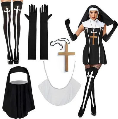 Productafbeelding van Scinzene Dames Non Cosplay Kostuum Halloween Carnavalskostuum Zwart 1