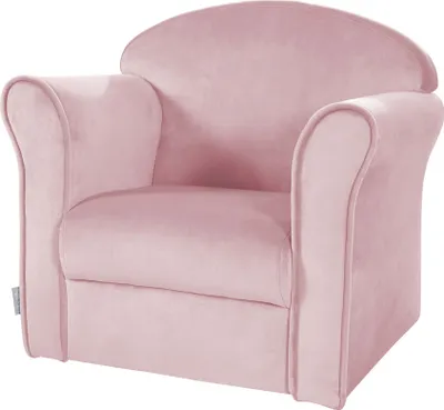 Produktbild von roba Kindersessel „Lil Sofa“ mit Armlehnen, bequemer Minisessel mit rosa Samtstoff bezogen