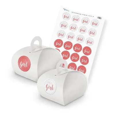 Produktbild von itenga SET It s a Girl (Motiv 75) 24x Geschenkschachtel mit Griff weiß + Sticker