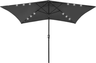Image de The Living Store Parasol avec LED et mât en acier Anthracite 2x3 m