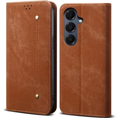 Produktbild von Leder Hülle für Samsung Galaxy S26, Brieftasche Flip Bookstyle Schutzhülle mit Standfunktion Braun