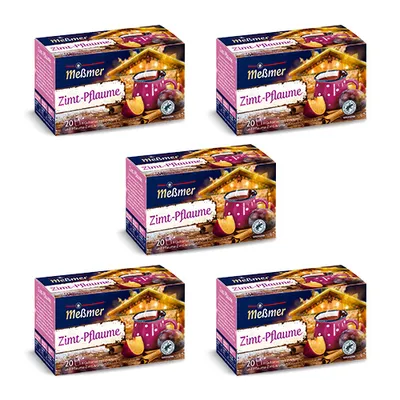 Produktbild von Meßmer Zimt Pflaume | 5x Zimtpflaume Vorteilspaket | 100 Teubeutel | Früchtetee mit Zimt und Pflaume-Zimt-Aroma