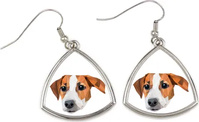 Immagine prodotto di Jack Russell Terrier - Orecchini con un'immagine e la scritta "Cane geometrico" di Art-Dog
