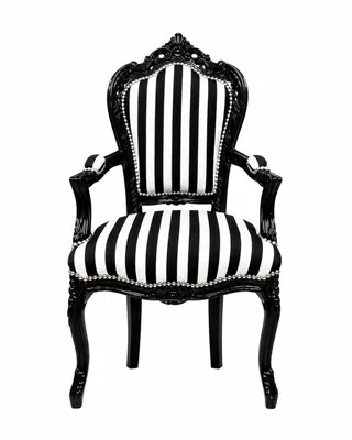 Produktbild von Barockstuhl Barock Stuhl Armlehne Zebra Schwarz Weiß Stoff Esszimmer Wohnzimmer Büro Flur Schminkstuhl Klassisch Premium Luxus Modern Retro Royal
