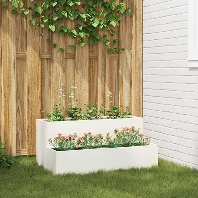 Obrázok produktu pre Maison Exclusive - Záhradný kvetináč Biely 100 x 60 x 45 cm Valcovaná za studena oceľ