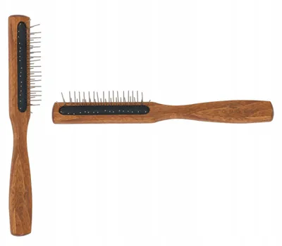 Image de Gorgol Brosse à Cheveux Poignée Bois Picots Métal