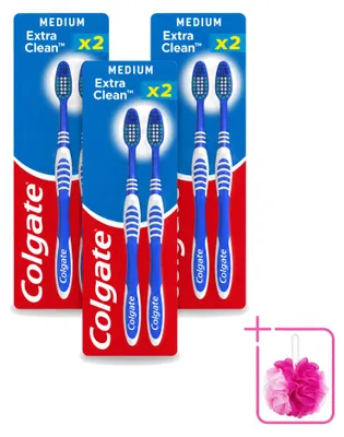 Image de 3 brosses à dents Colgate Extra Clean - Tête moyenne - Pack économique - 3 pièces