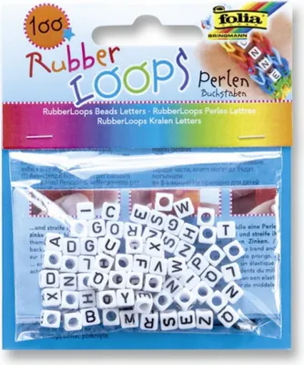 Produktbild von Folia Rubber Loops Perlen, 100 Stück, Buchstaben Mix